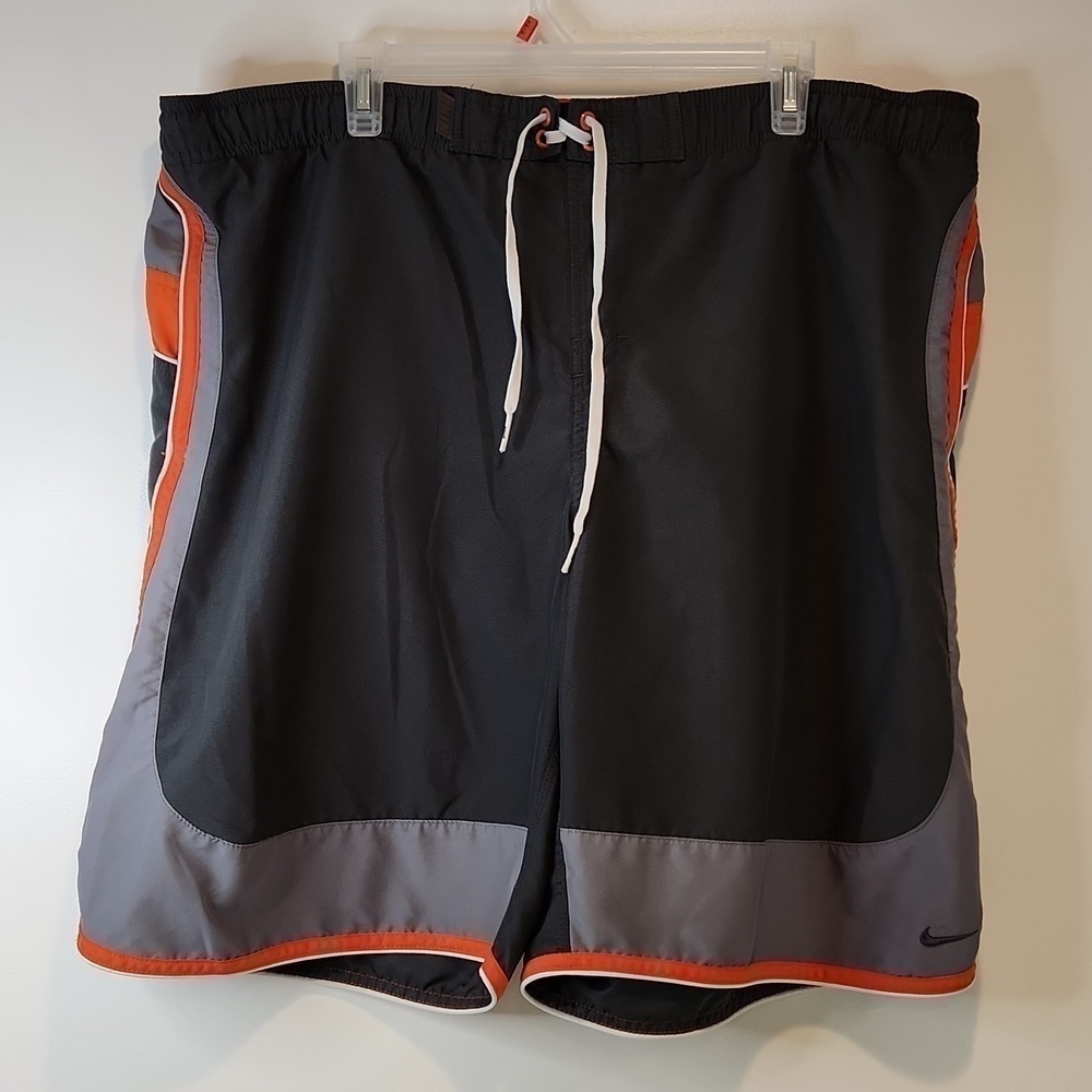 Nike Lined Liner Swim Trunks Board Shorts Men's Sz XL Gray/Orange EUC NICE